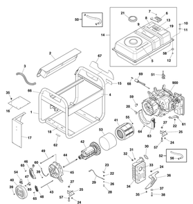 Main Unit Diagram and Parts List for 030737-01  Briggs and Stratton Generator